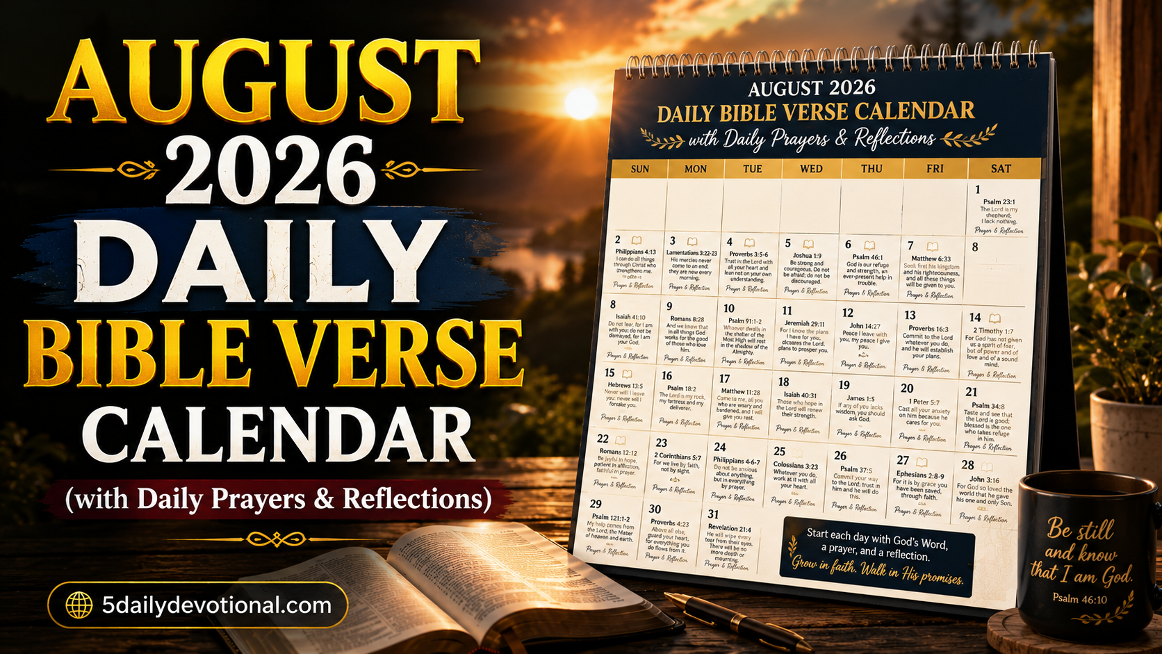 August 2026 Daily Bible Verse Calendar (with Daily Prayers & Reflections)
